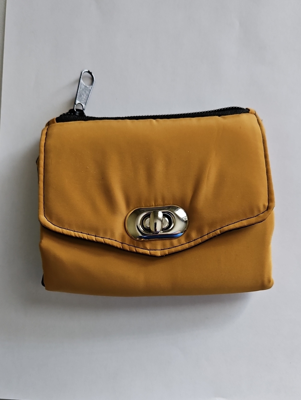 Compact Mustard Yellow Women's Wallet - Turn-Lock Closure